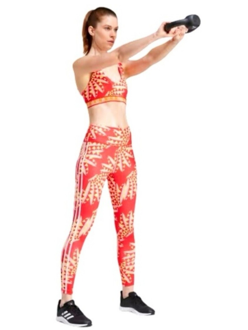 FARM Rio x Adidas Psvchedelic Wave 7/8 High Waist Leggings Tomato Red Yellow XXS - Picture 5 of 10